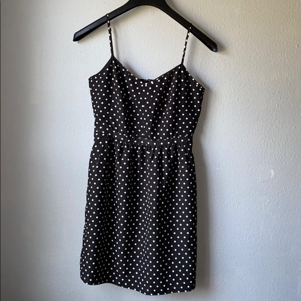 J.CREW Spaghetti strap Black w white polka dot | 6
